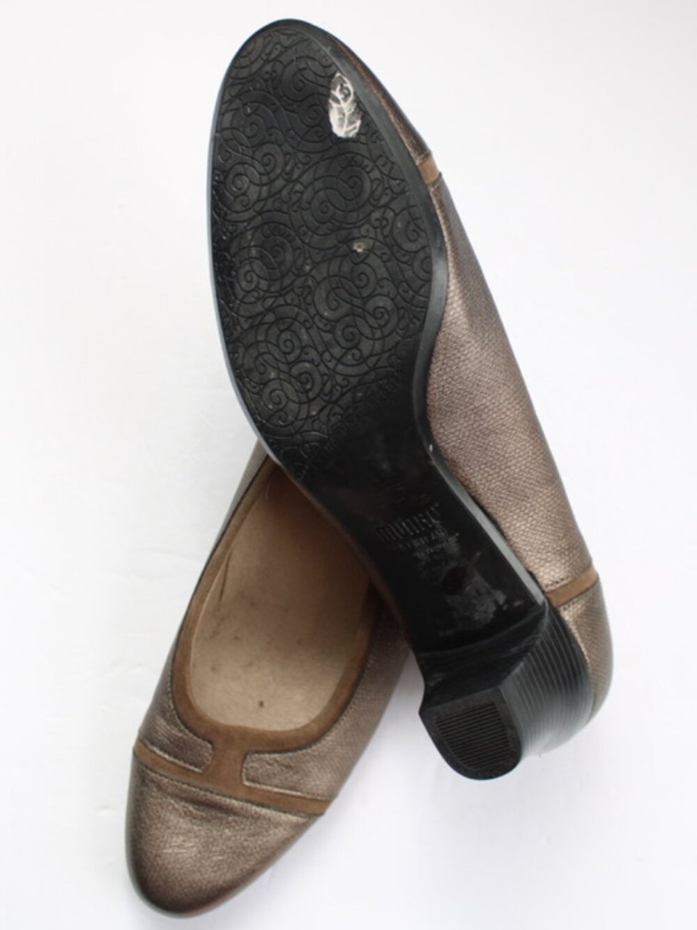 Munro Womens Jillian Block Heel Pumps sz 10.5 N,Metallic Bronze Taupe Round Toe - Picture 6 of 8